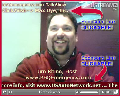 Screen Shot of the Sponsored Link on the live video stream of BBQEmergency.com Radio Talk Show.